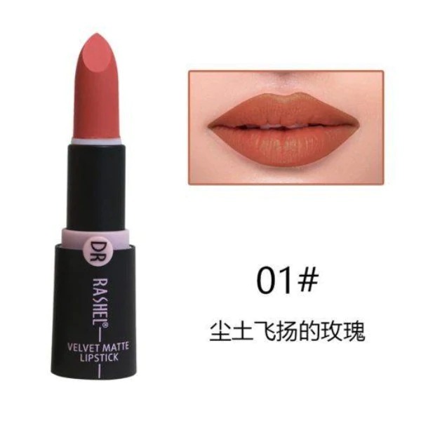 Dr.Rashel Velvet Matte Lipstick in 36 attractive Colors for Girls & Women - Shade No 01 - DUSTY ROSE